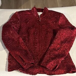Victor Costa Textured Red Bomber Jacket blazer